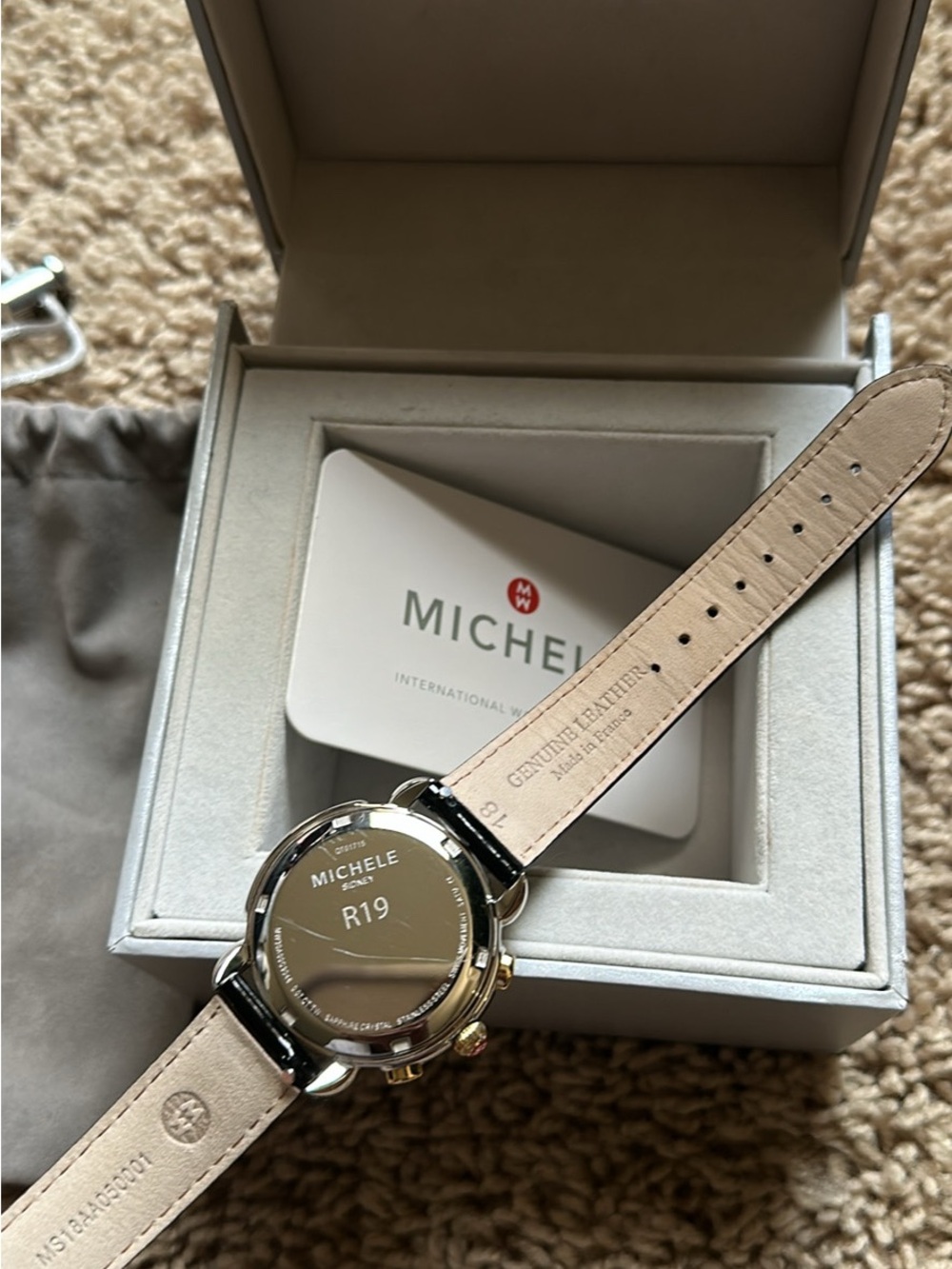 ✨Michele✨ Gold Tone Watch w/ DIAMOND Dial - Picture 9 of 15